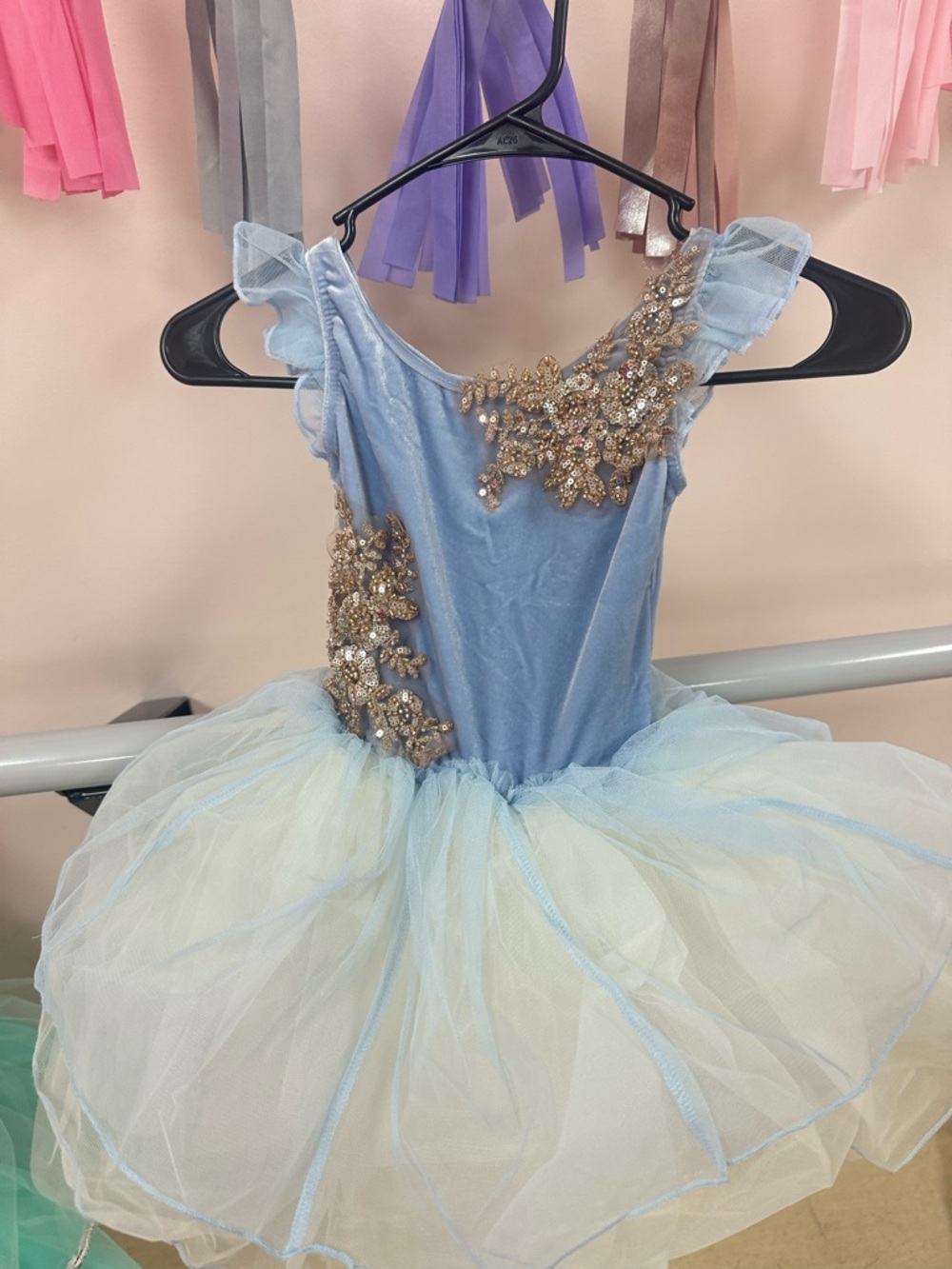 Children's Light Blue & Cream Ballet Costume with Gold Appliqué